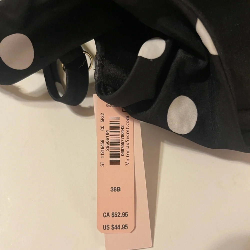 NWT Victoria's Secret Black White Polka Dot Two Piece Bathing Suit LG Bottom 38B - Picture 9 of 9